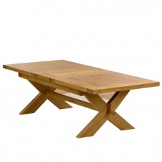 High Quality Solid Luxury Wooden Cross Leg Extending Dining Table Set Vinyl
